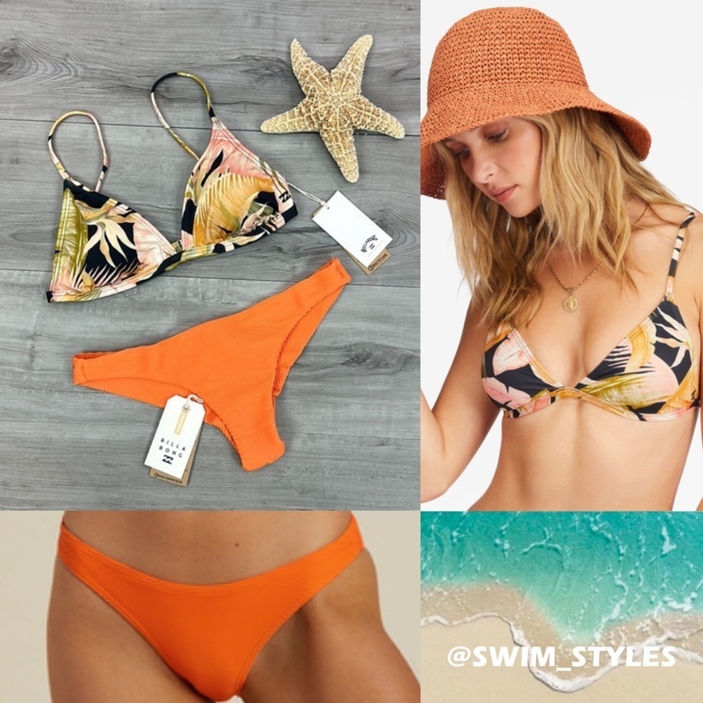 ☀️BILLABONG☀️ WAVE TRIBE CECI TRI TANLINES TANGA BIKINI SET